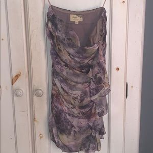 Elizabeth James Purple Ruffle Strapless Dress